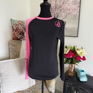 Volcom Gray and Pink Long Sleeve Rash Guard